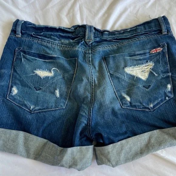 Hudson Distressed Button-Fly Cuffed Denim Shorts - Size 27 - Boyfriend Fit - Picture 5 of 5